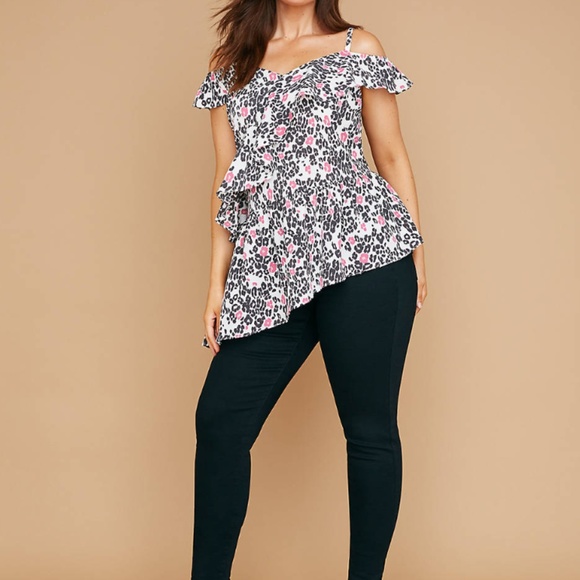 Lane Bryant Fast Lane Leopard Asymmetrical top - Picture 2 of 3